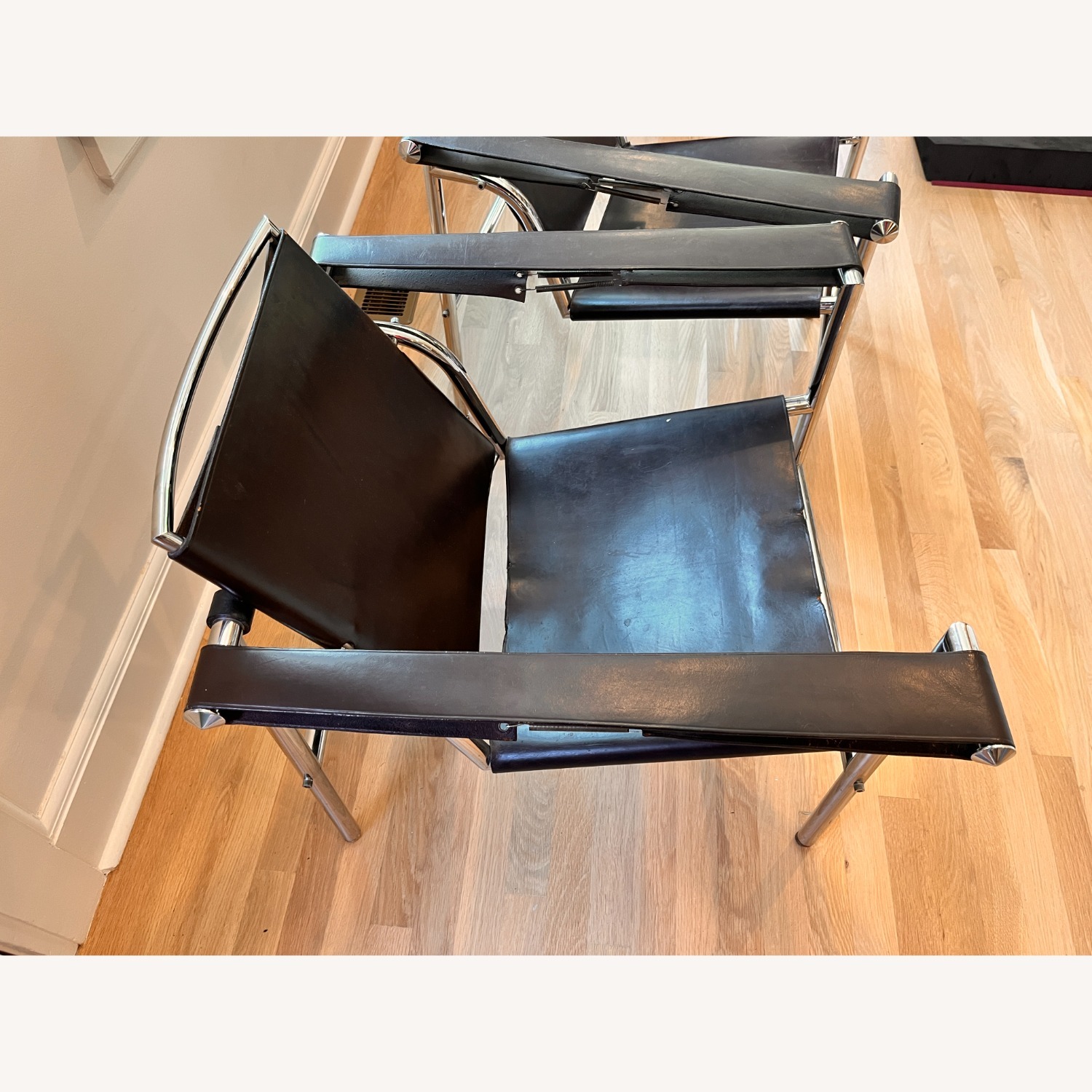 Vintage Pair Corbusier Leather LC1 Sling Chairs - image-2