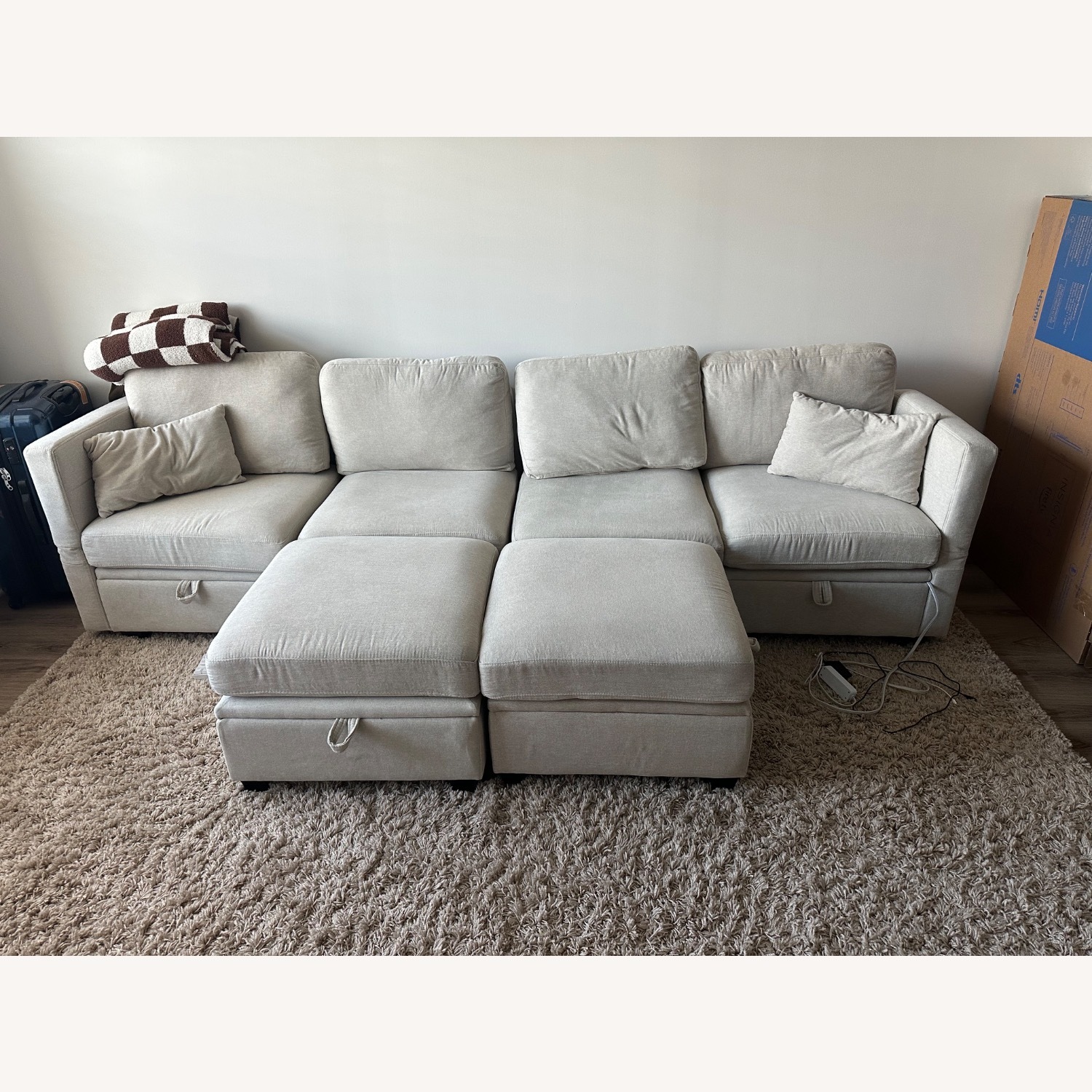 Natural Fabric 3+ Piece Sectional - image-1