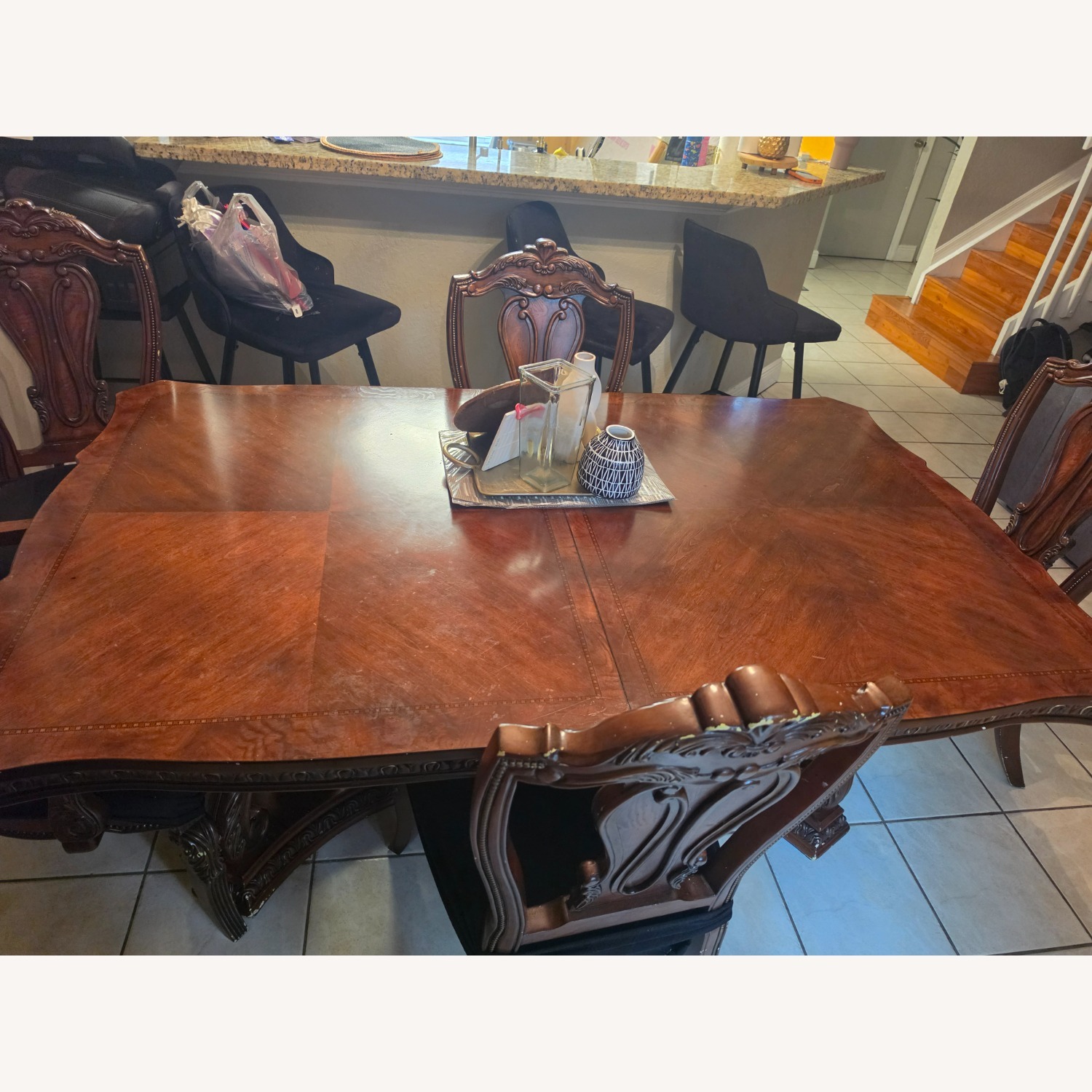 City Furniture Dark Brown Wood Dining Set - image-5