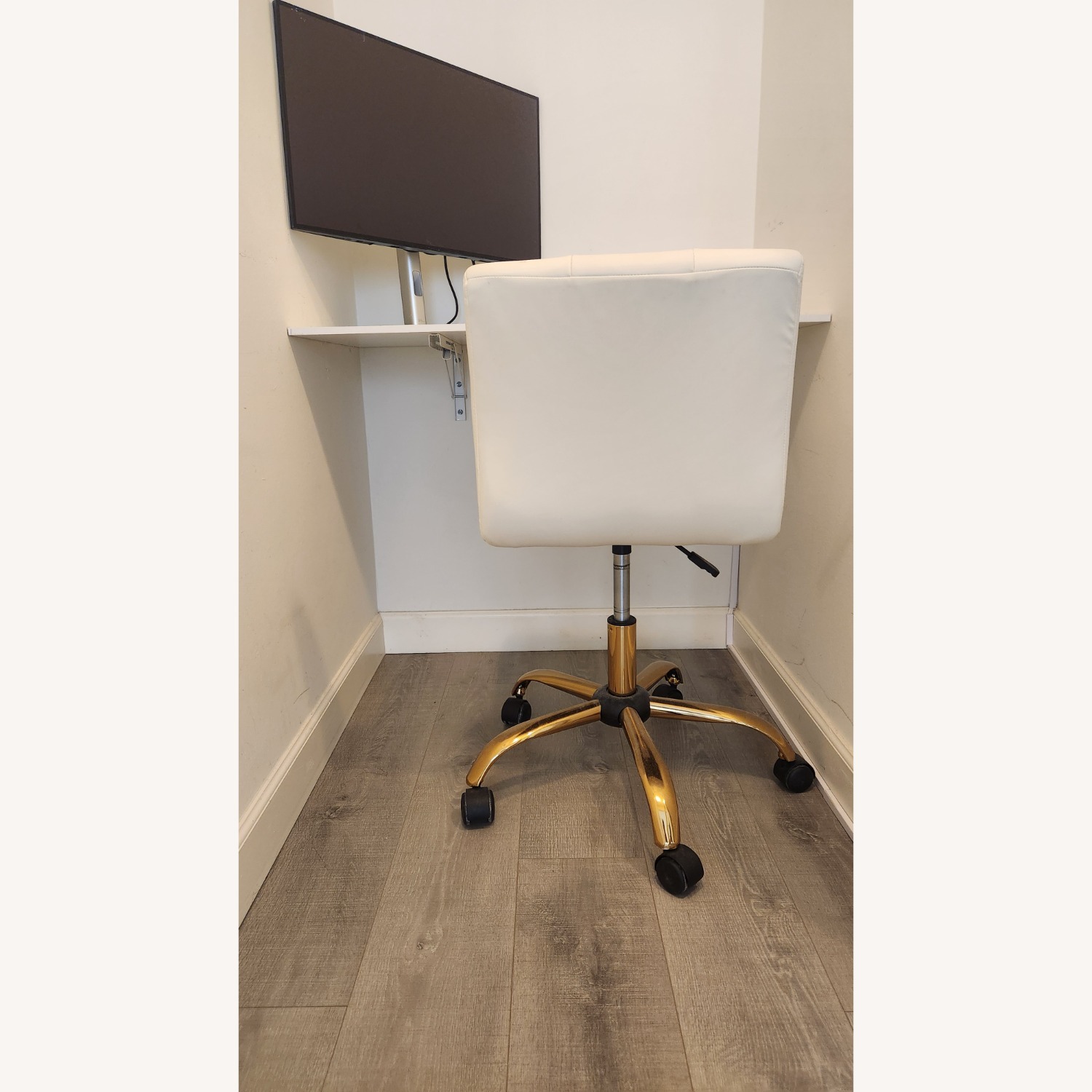 White Faux Leather Office Chair - image-4