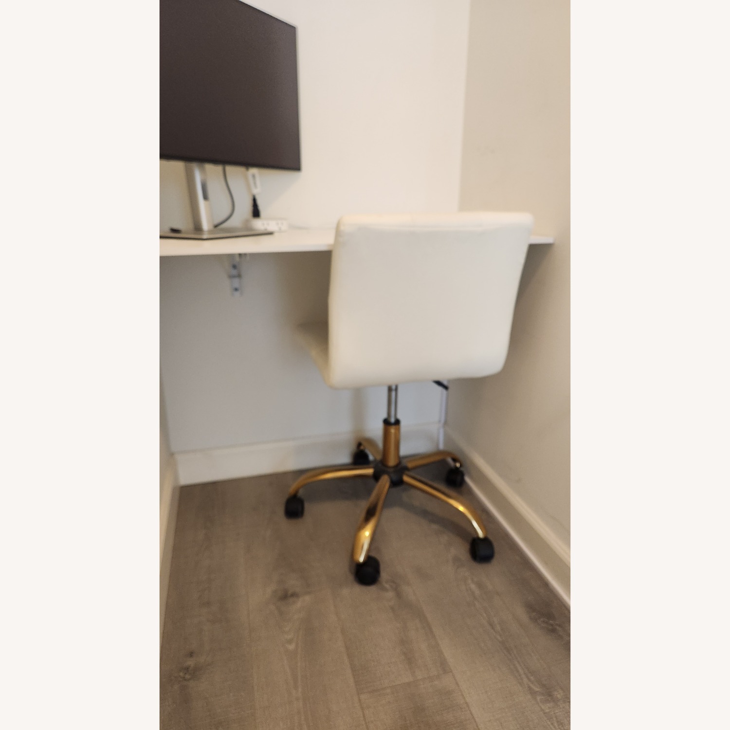 White Faux Leather Office Chair - image-8
