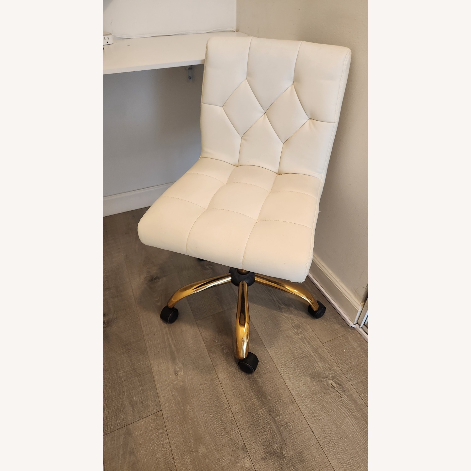 White Faux Leather Office Chair - image-3