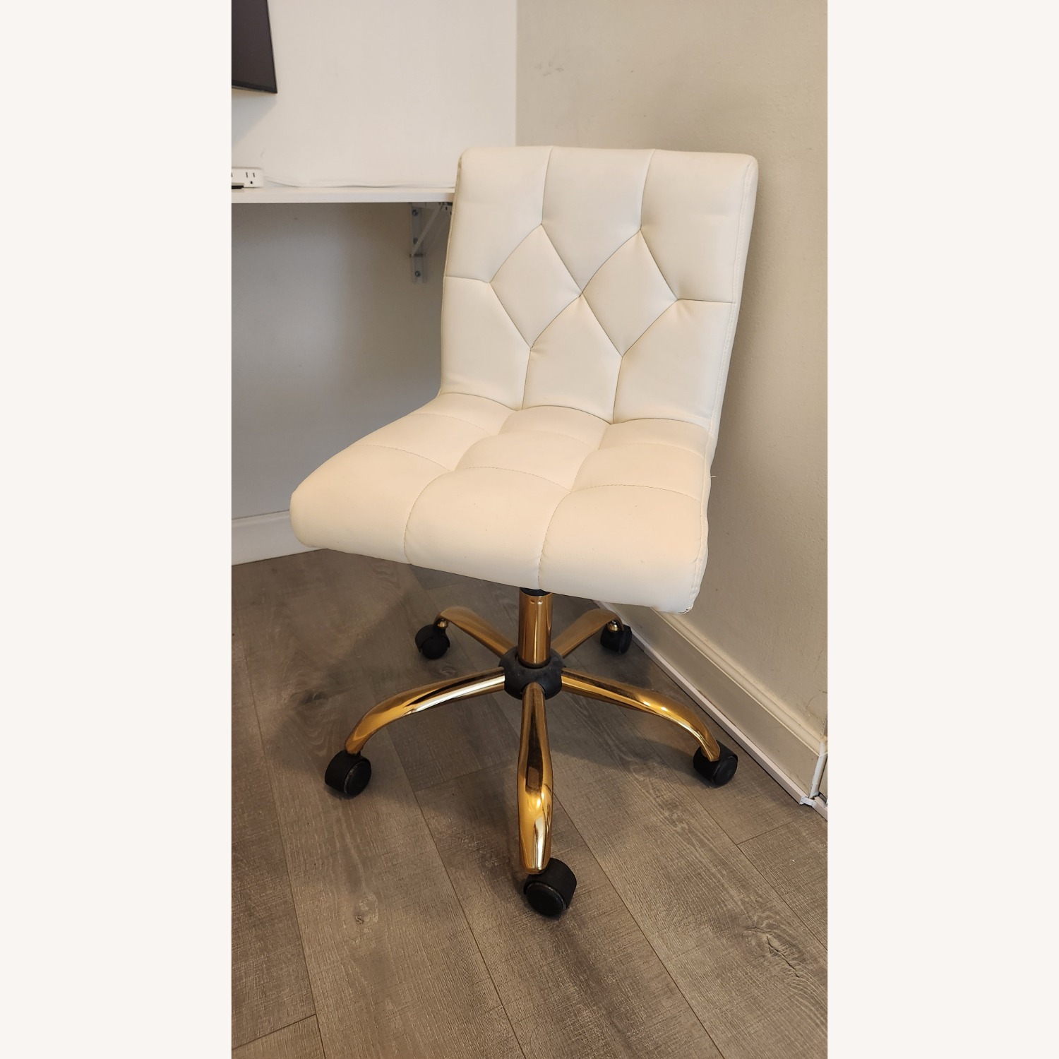 White Faux Leather Office Chair - image-1