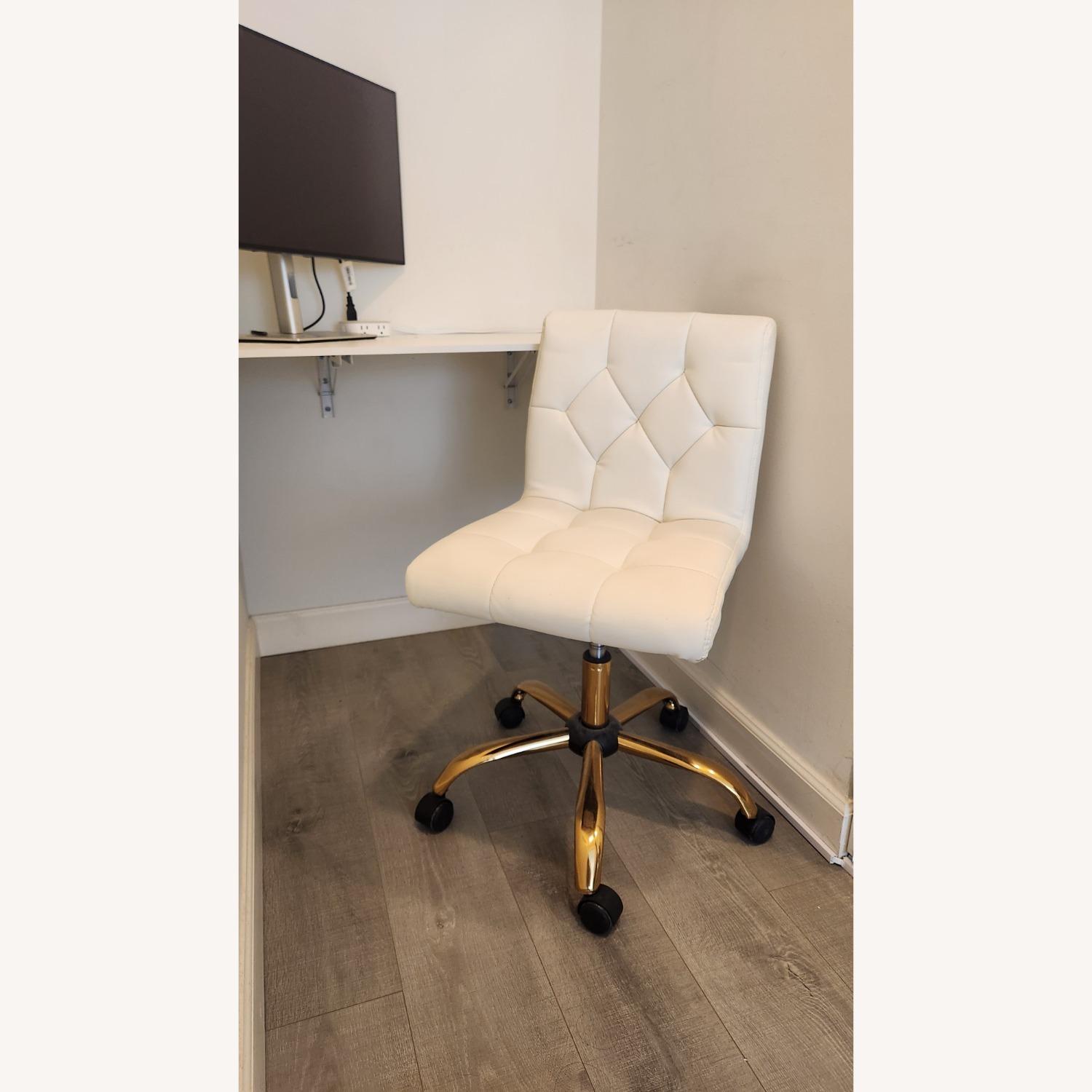 White Faux Leather Office Chair - image-6