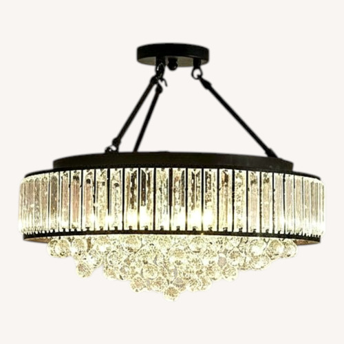 Used Amazon Glass 6-Light Crystal Chandelier for sale on AptDeco