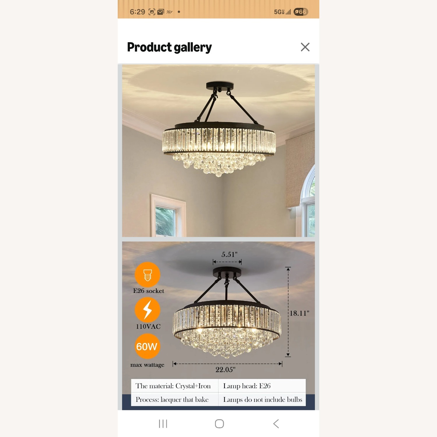 Amazon Glass 6-Light Crystal Chandelier - image-2
