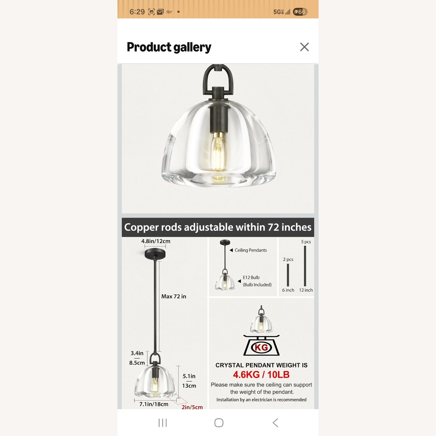 Amazon Glass Ceiling Lamp - image-3