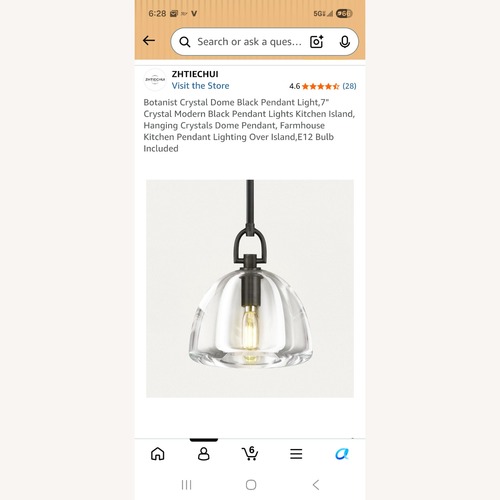 Used Amazon Glass Ceiling Lamp for sale on AptDeco