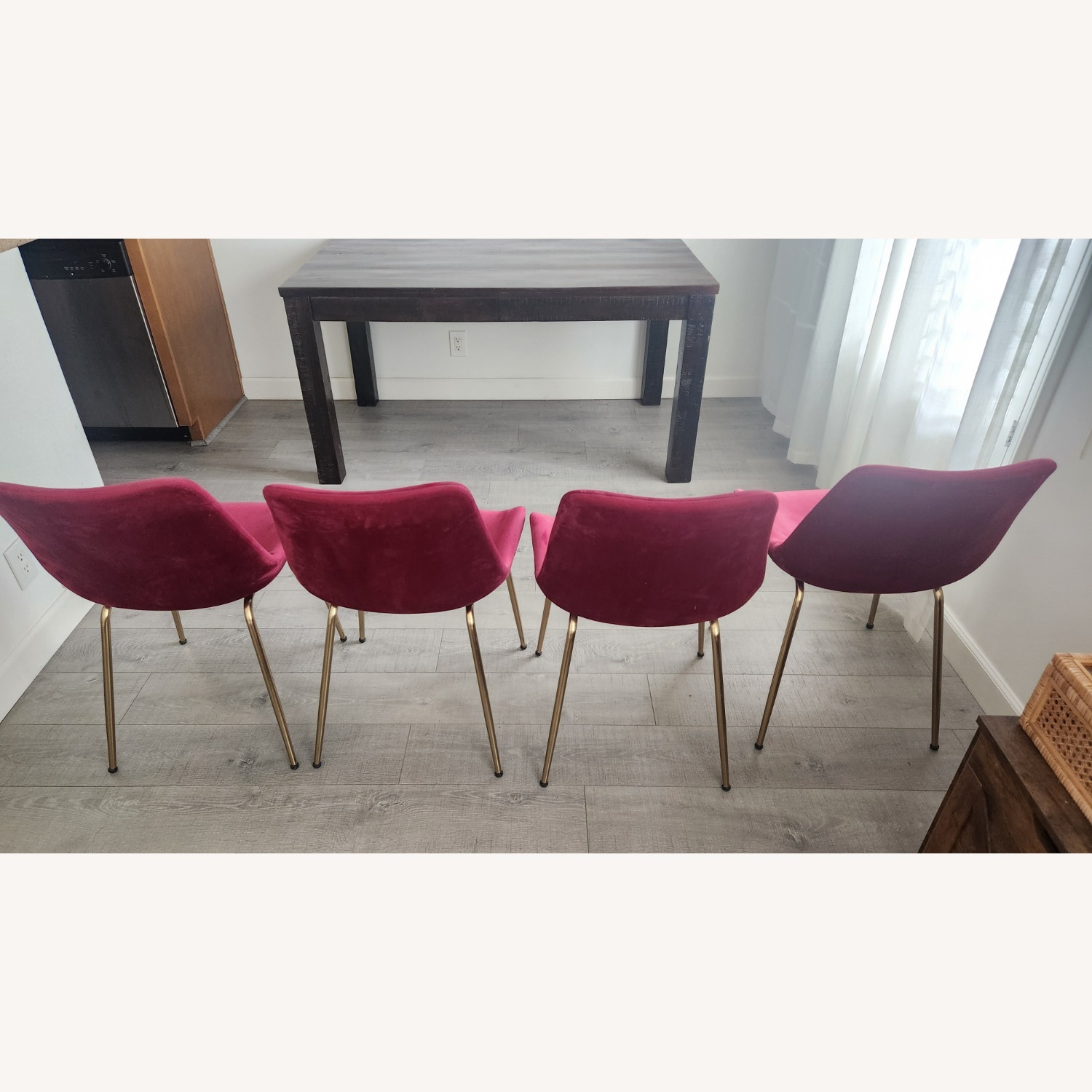 Red Velvet Dining Chairs - image-4