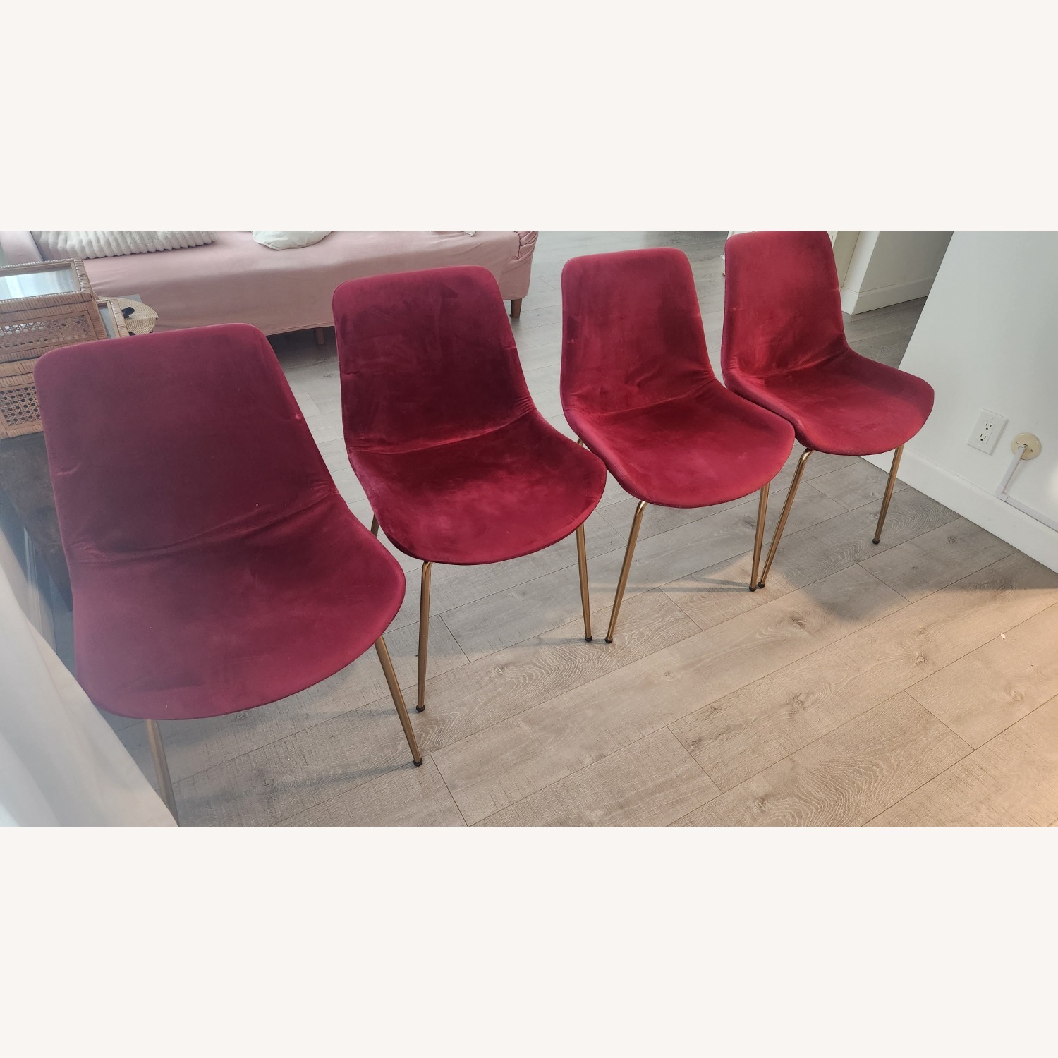 Red Velvet Dining Chairs - image-2