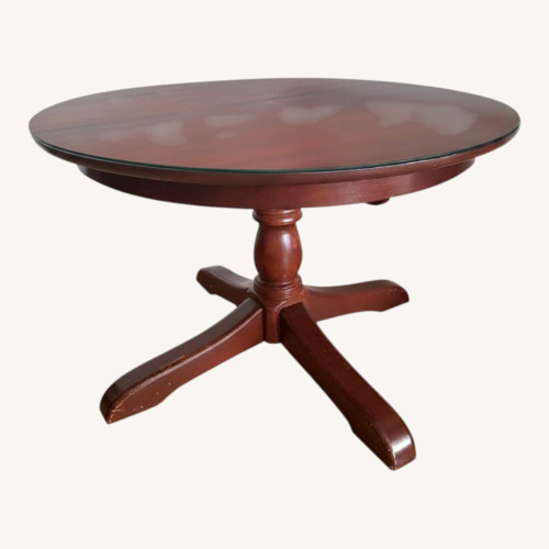 Used Pottery Barm Mahogany Round Dining Table for sale on AptDeco