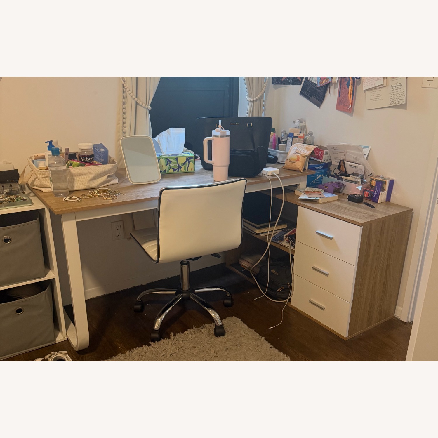 Home Depot Light Brown Wood Desk L-Shaped - image-2