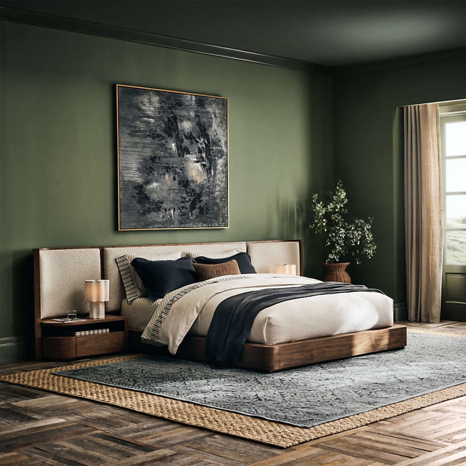 Crate & Barrel Milano Walnut Wood King Bed - image-1