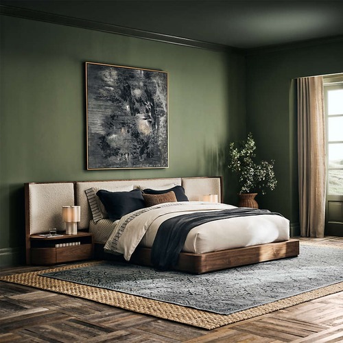 Used Crate & Barrel Milano Walnut Wood King Bed for sale on AptDeco