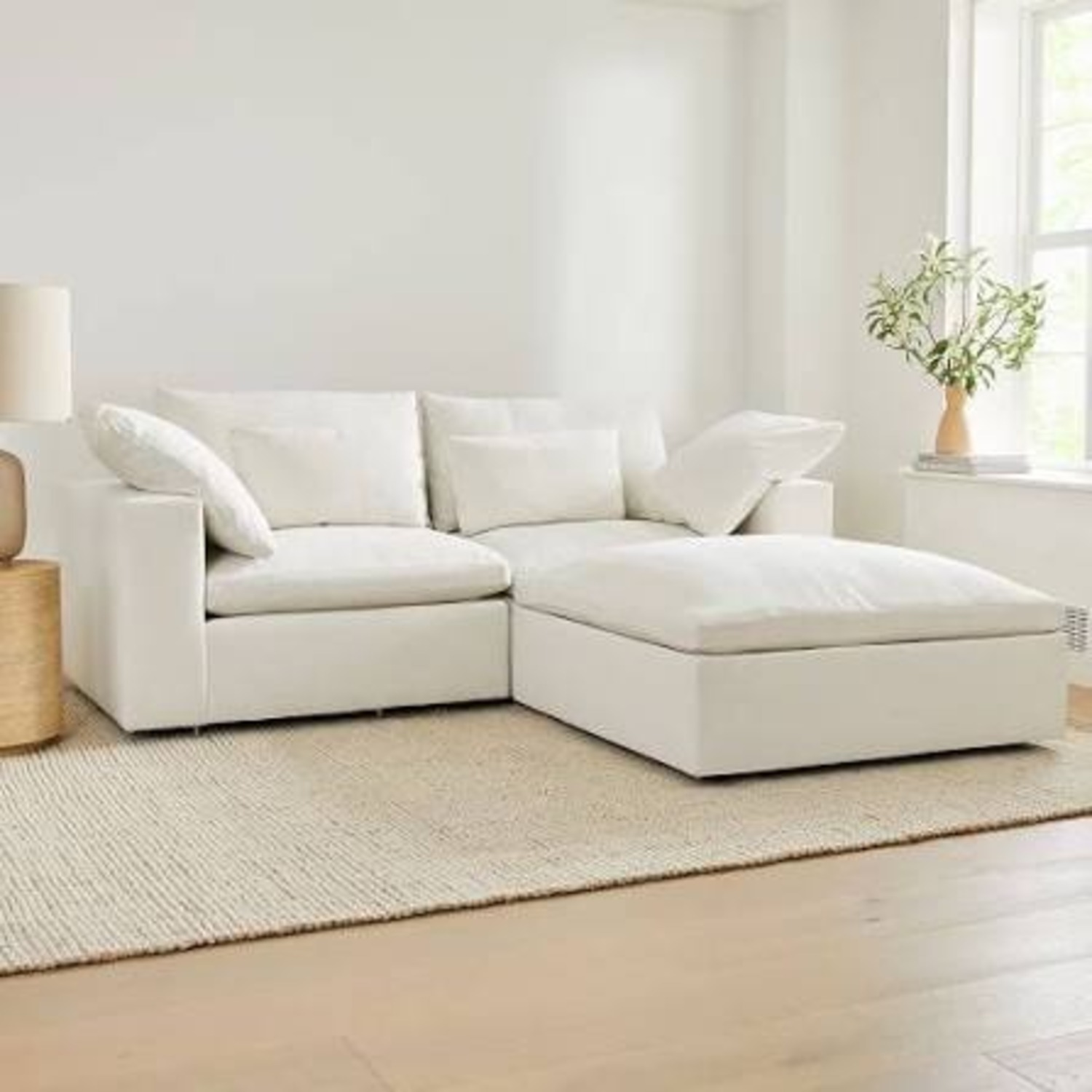 West Elm Hampton White 3-Piece Ottoman Sectional - image-4
