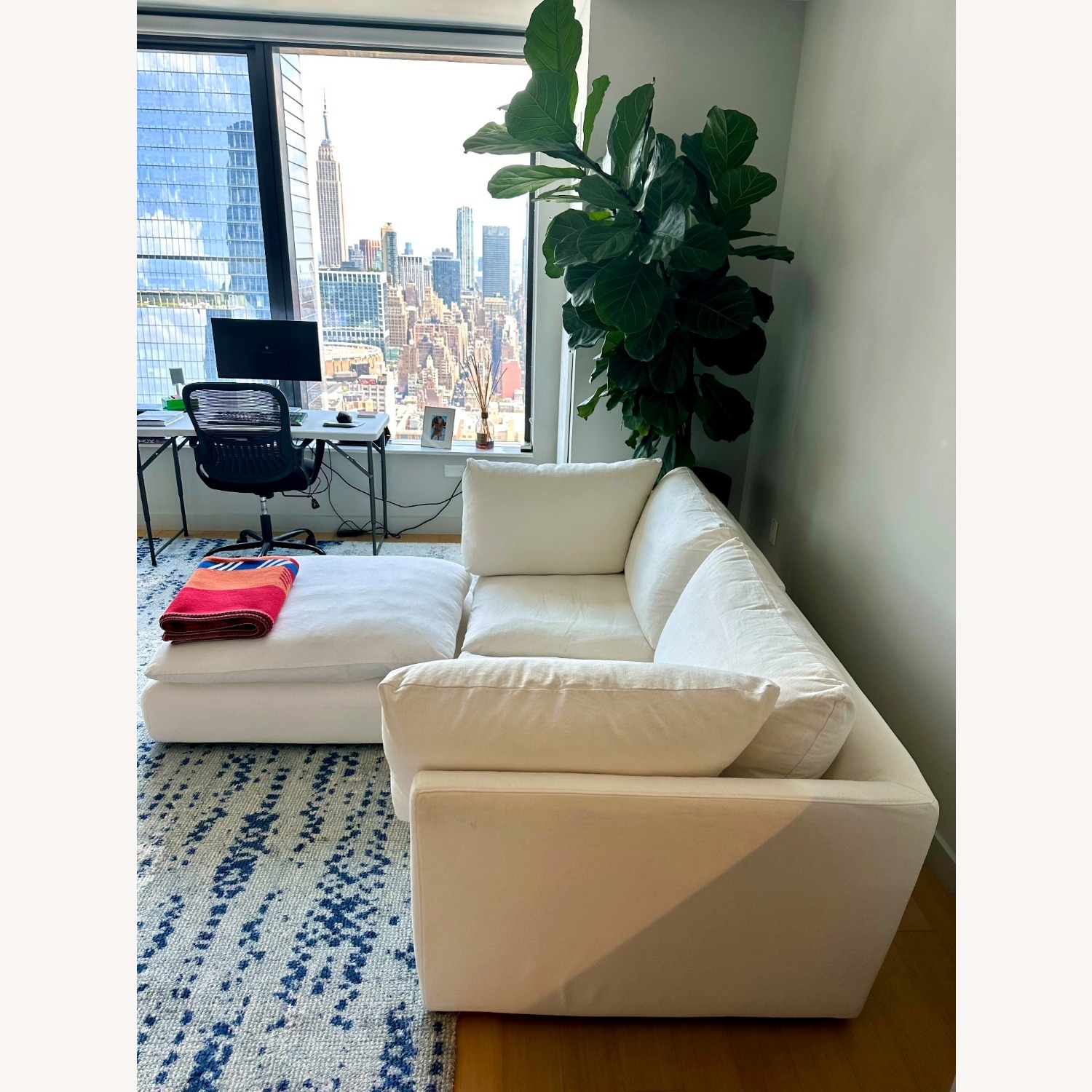 West Elm Hampton White 3-Piece Ottoman Sectional - image-2