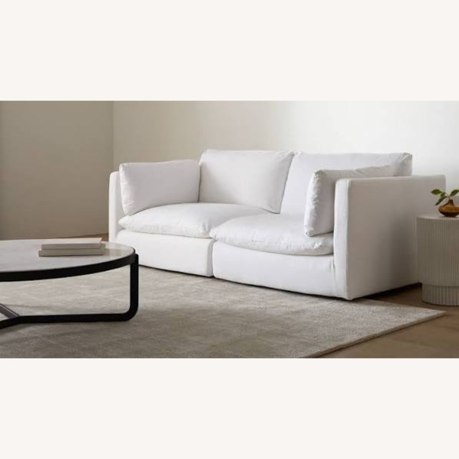 West Elm Hampton White 3-Piece Ottoman Sectional - image-2
