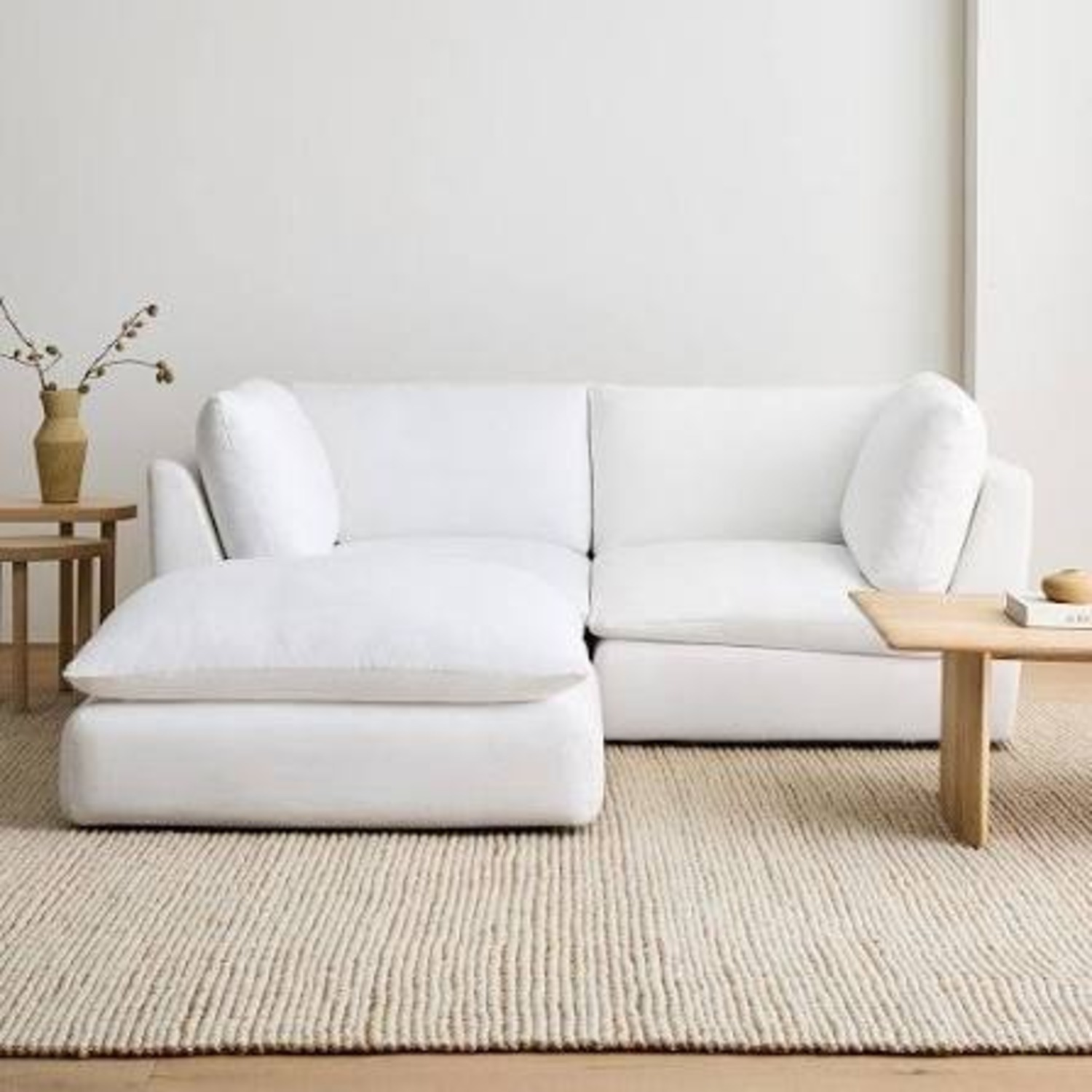 West Elm Hampton White 3-Piece Ottoman Sectional - image-5