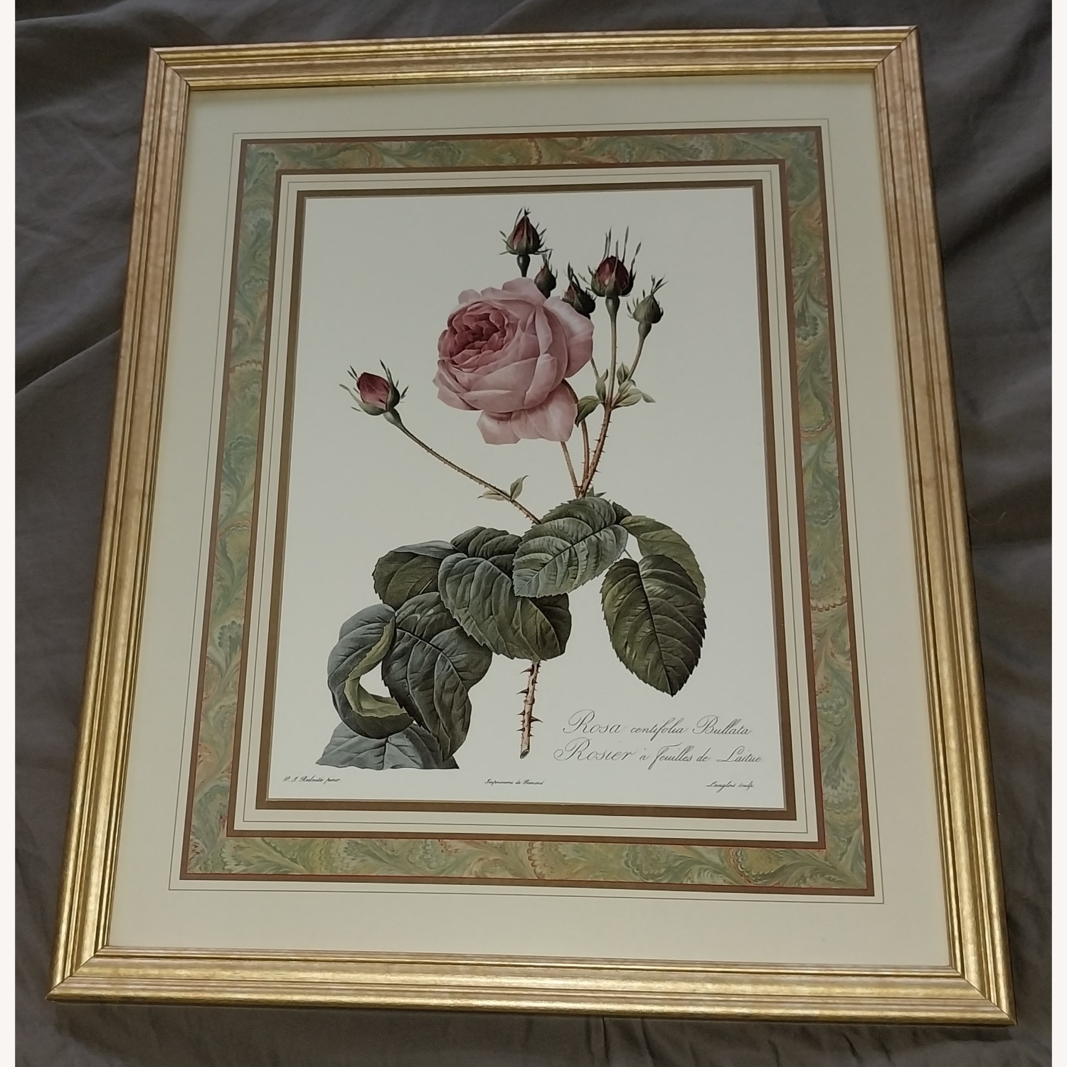 PJ Redoute Gold Framed Print Flower - image-1
