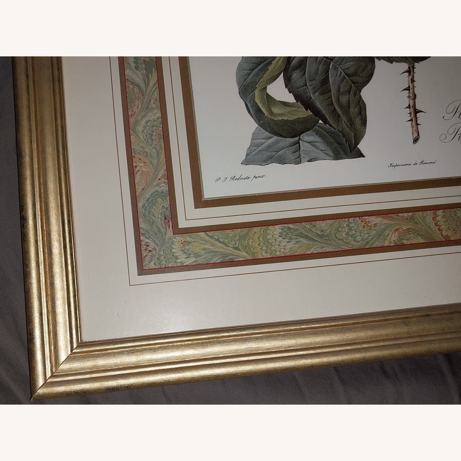 PJ Redoute Gold Framed Print Flower - image-2