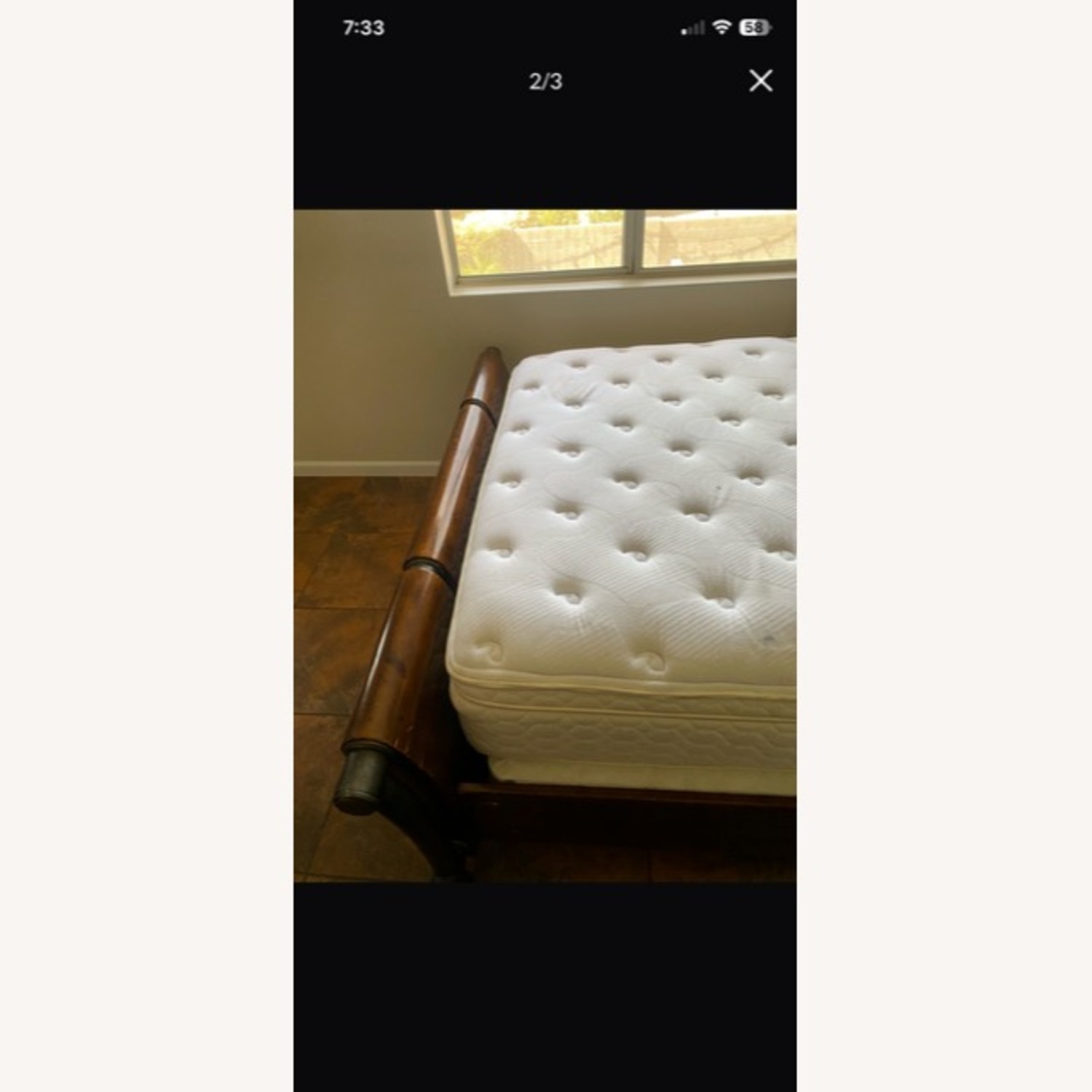 Queen Size Wood and Metal Sleigh Bed Frame - image-2
