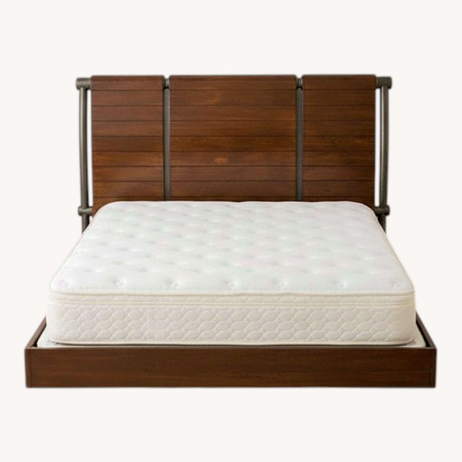 Queen Size Wood and Metal Sleigh Bed Frame - image-0