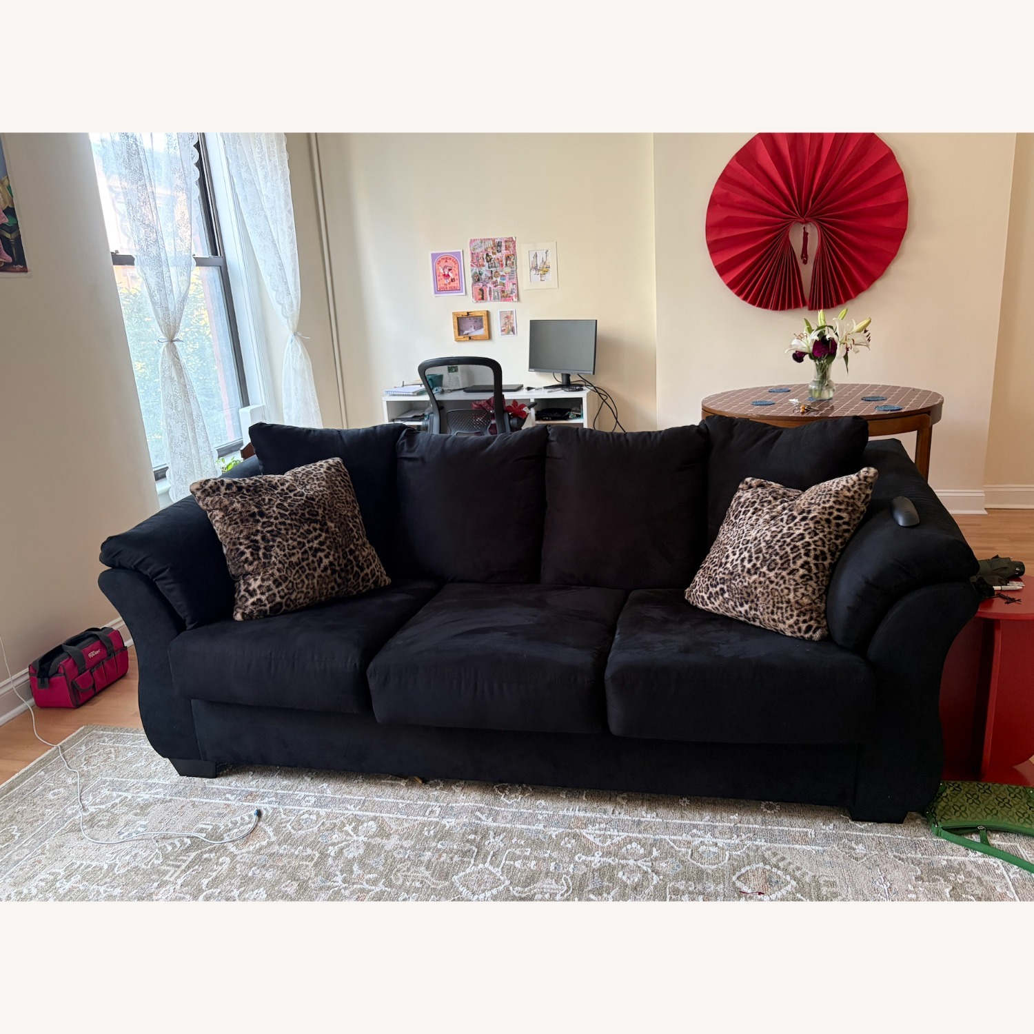 Raymour & Flanigan Whitman Black 3+ Seater Sofa - image-1