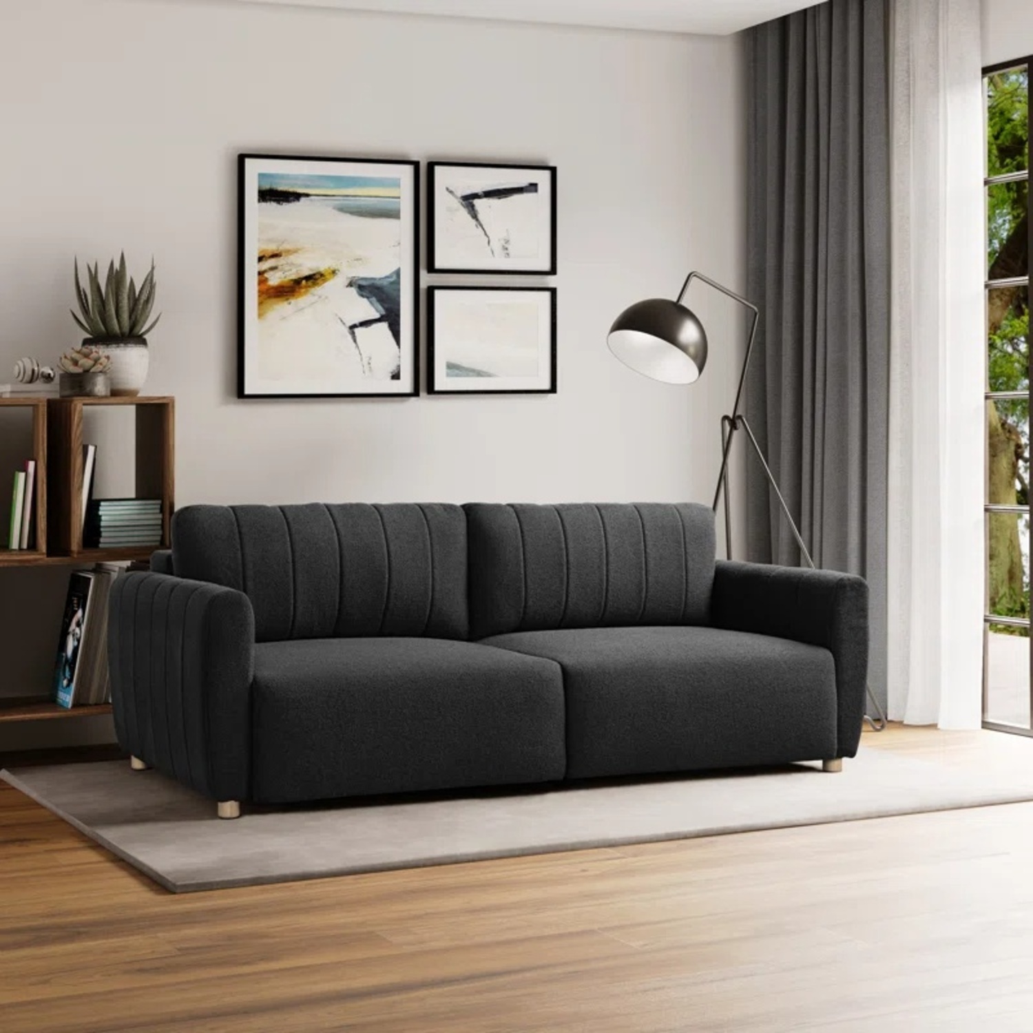 Serta Dark Gray Boucle Sleeper Sofa - image-5