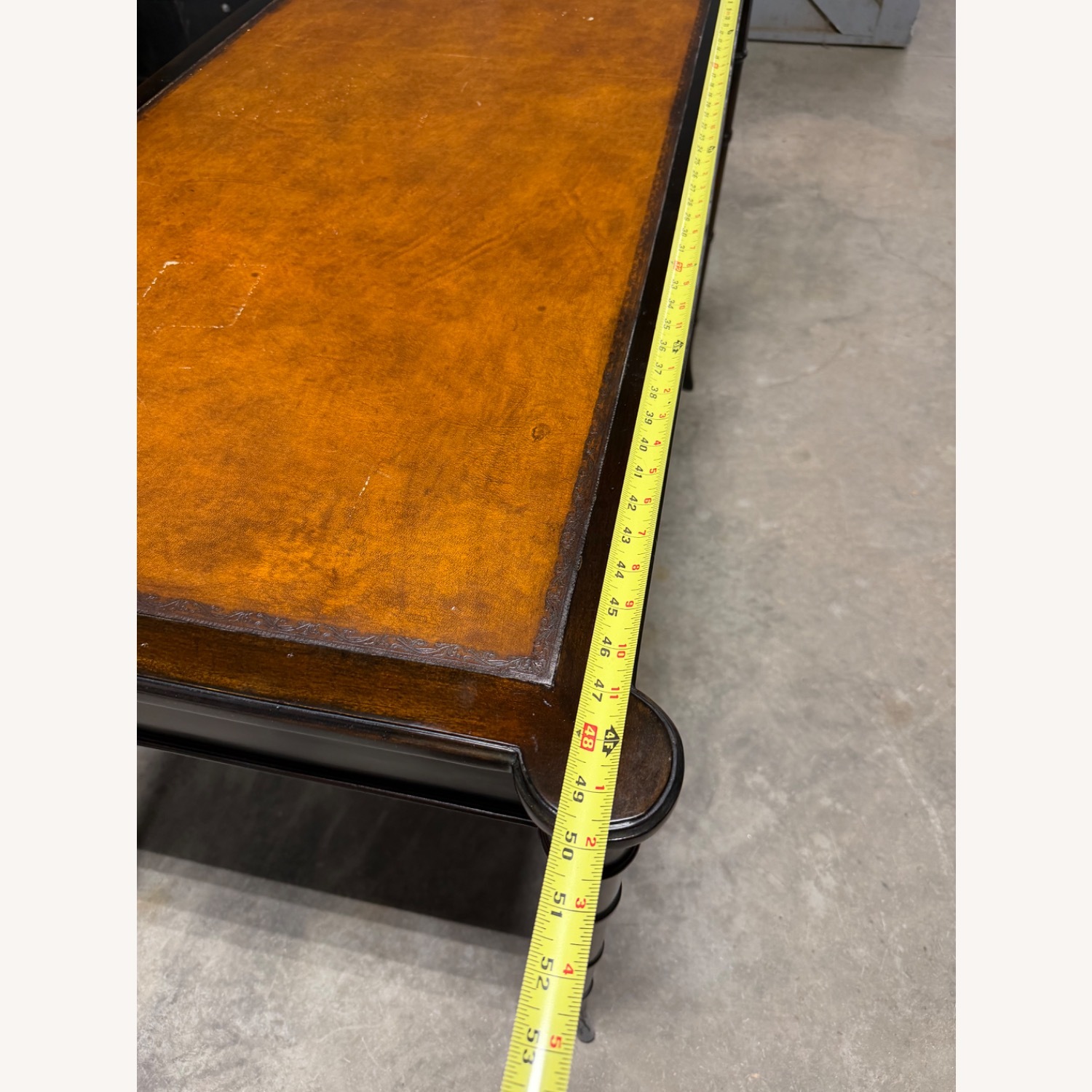 Faux Bamboo Leather-Top Writing Desks - image-4