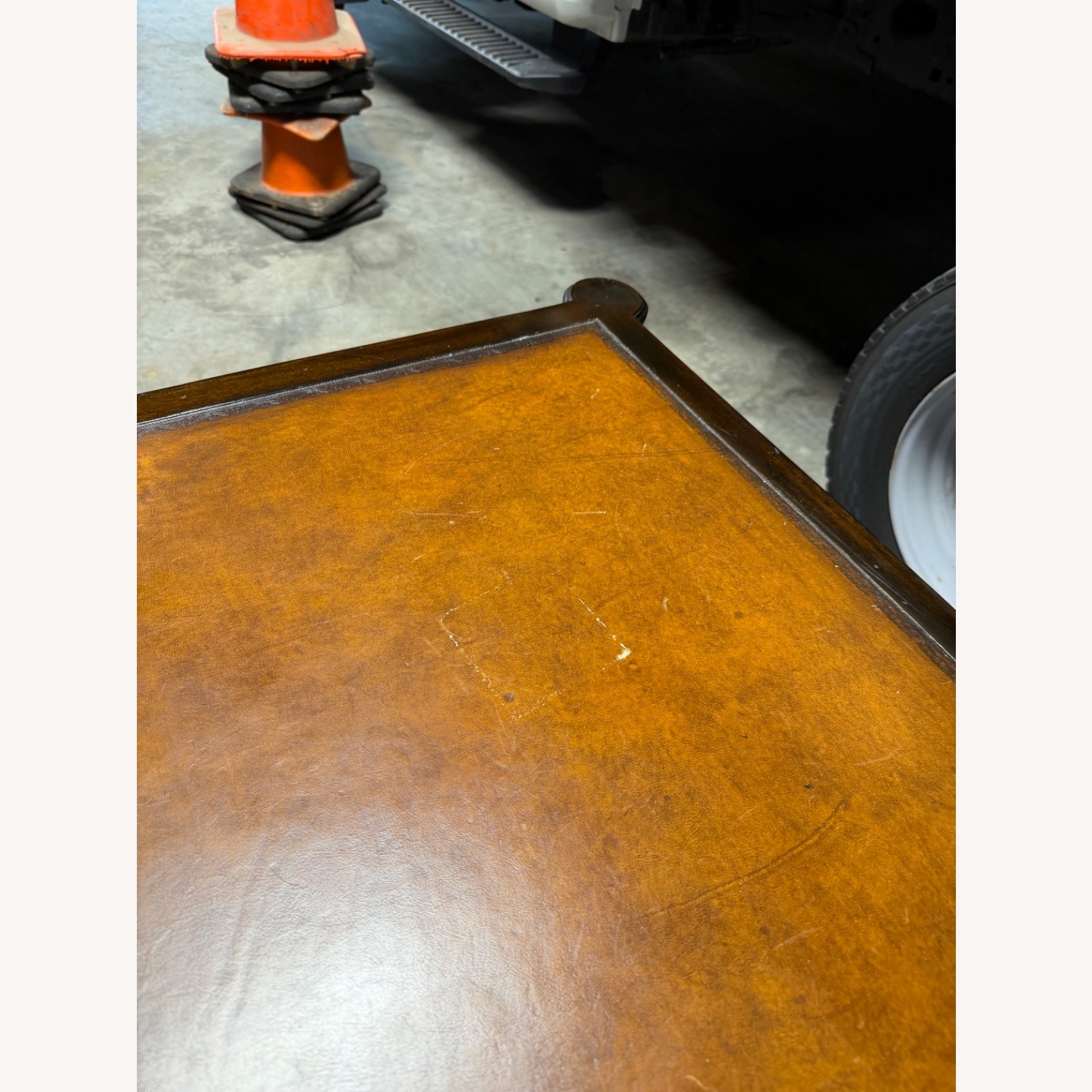 Faux Bamboo Leather-Top Writing Desks - image-3