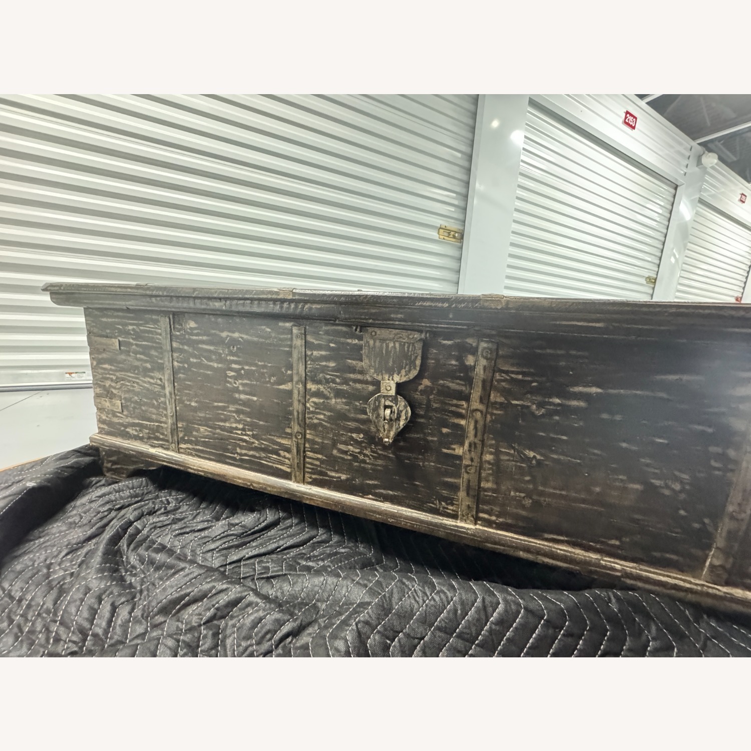 Vintage Distress Hardwood Trunk with Metal Latch - image-1