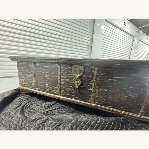 Used Vintage Distress Hardwood Trunk with Metal Latch for sale on AptDeco