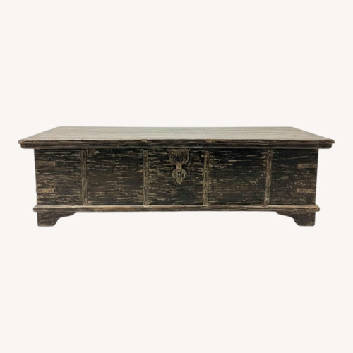 Used Vintage Distress Hardwood Trunk with Metal Latch for sale on AptDeco