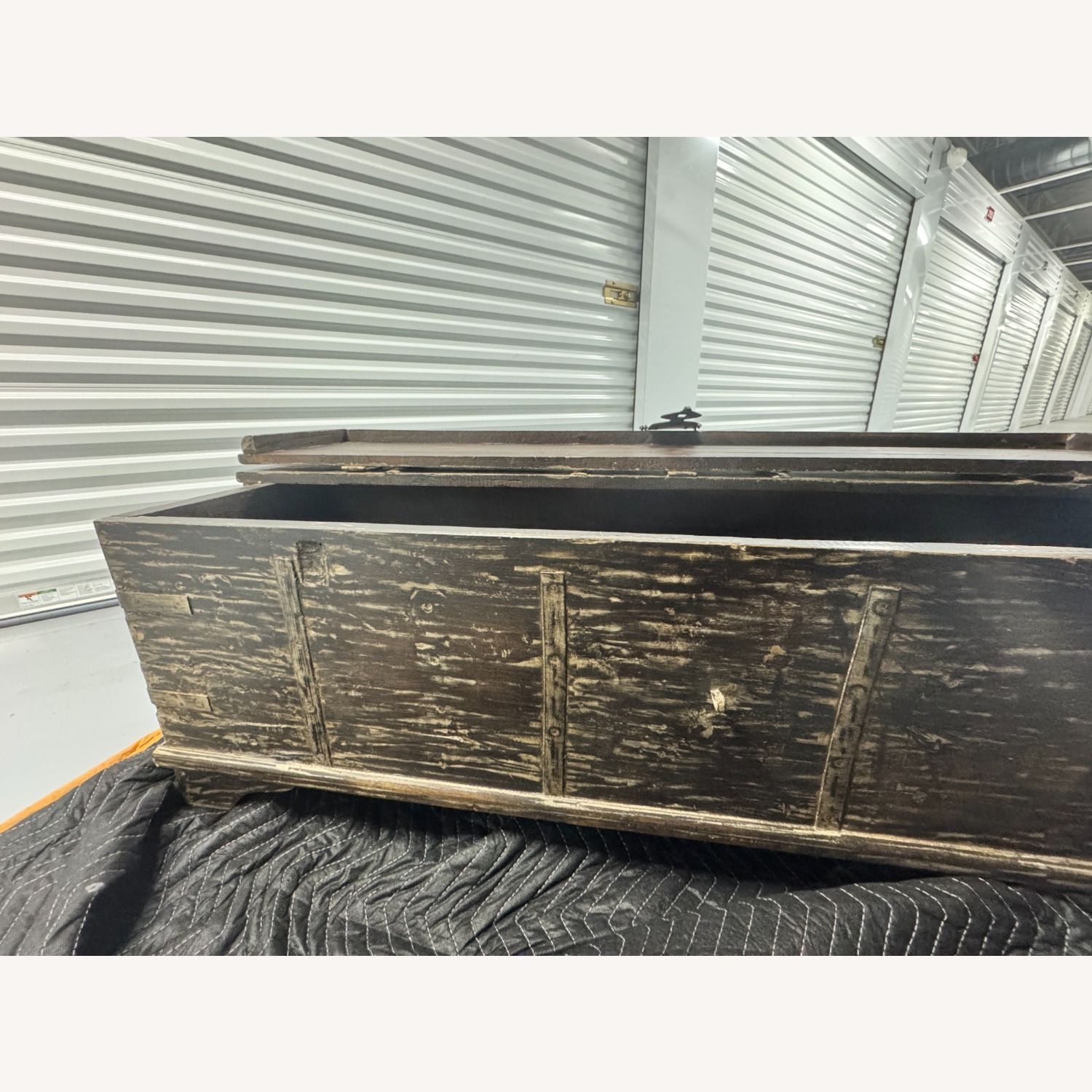 Vintage Distress Hardwood Trunk with Metal Latch - image-4