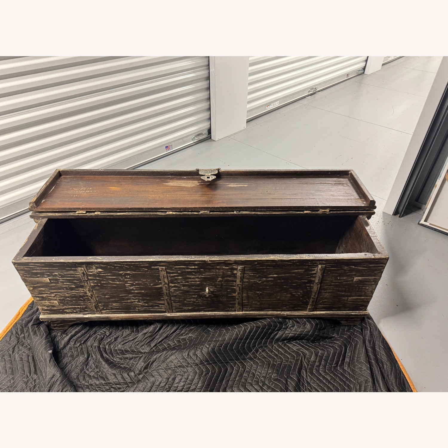Vintage Distress Hardwood Trunk with Metal Latch - image-2