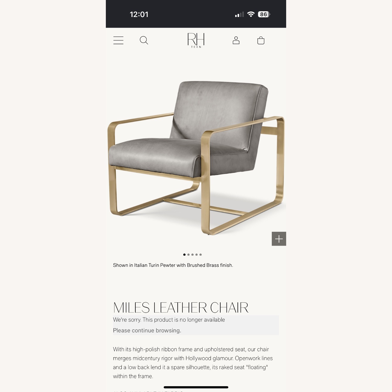 Restoration Hardware Miles Leather Chair - image-4