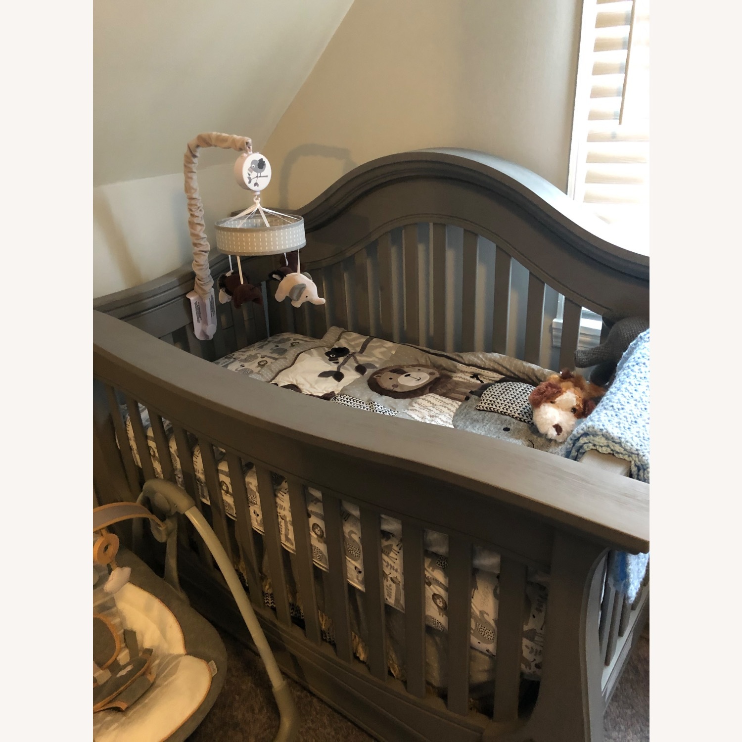 Baby Appleseed Davenport Light Gray Wood Crib - image-3