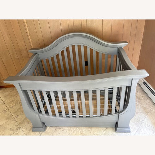 Used Baby Appleseed Davenport Light Gray Wood Crib for sale on AptDeco