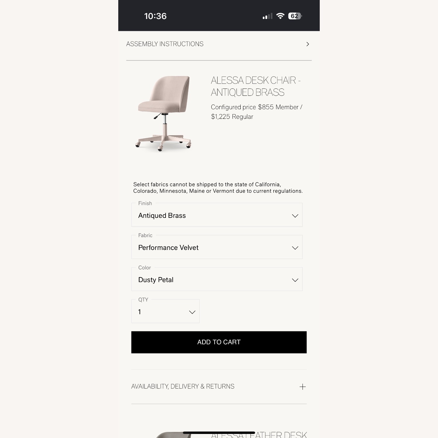 Restoration Hardware  Alessa Desk Chair - image-6