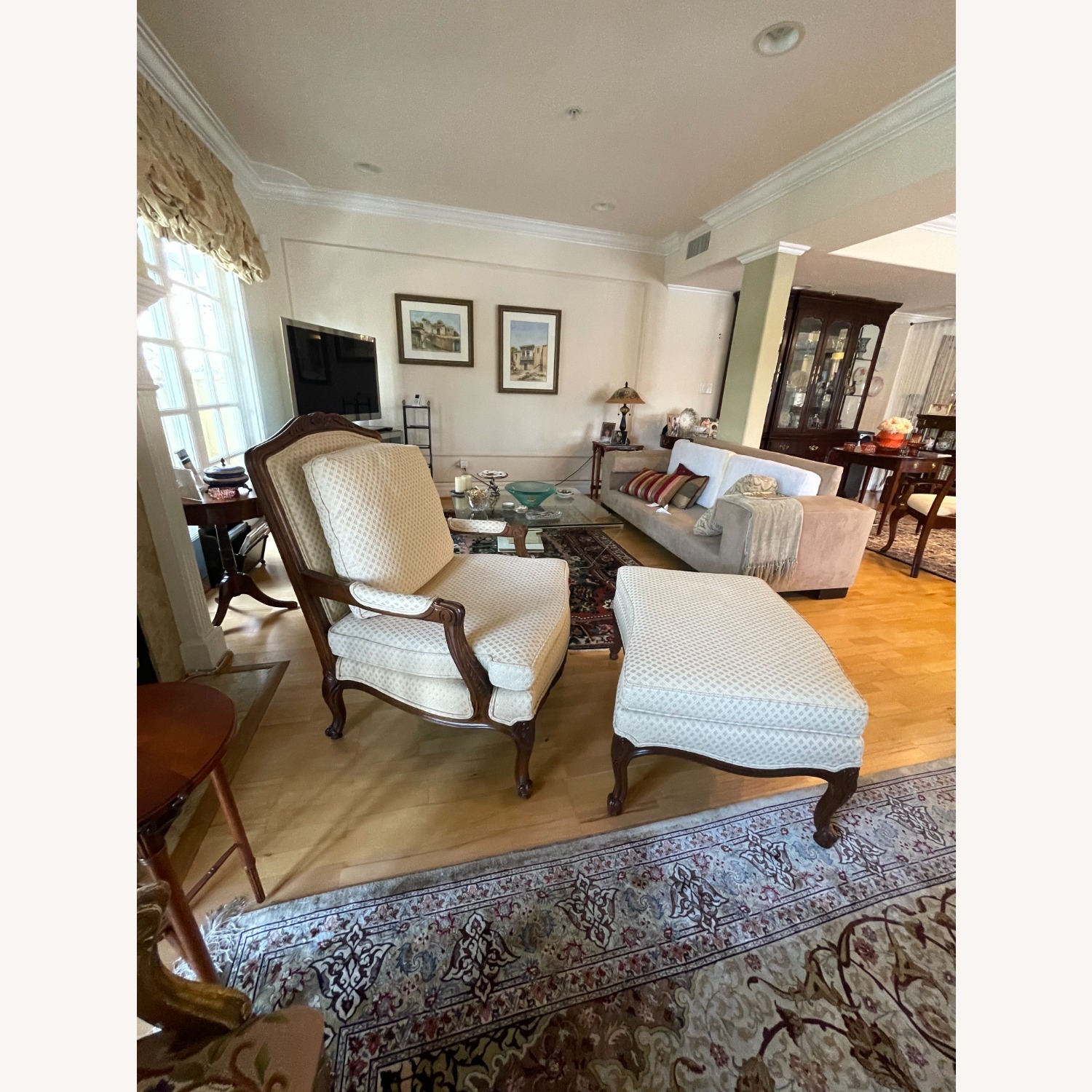 Thomasville Upholstered Chair & Ottoman - image-7