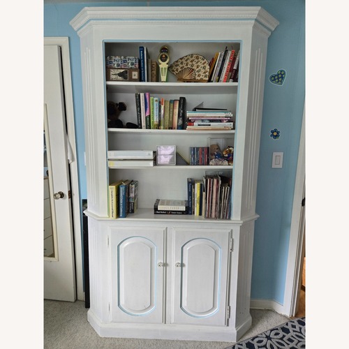Used White Bookcase With Closed Storage for sale on AptDeco