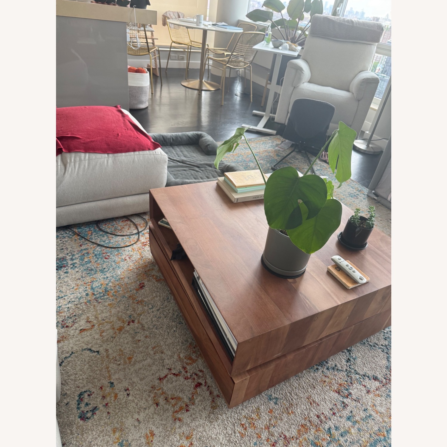 CB2 Dark Brown Spin Rotating Coffee Table - image-2