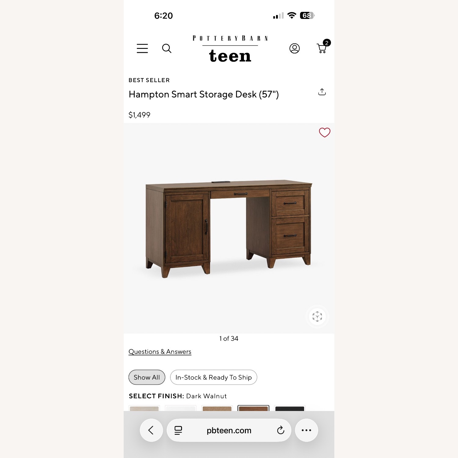 Pottery Barn Hampton Smart Storage Desk - image-5