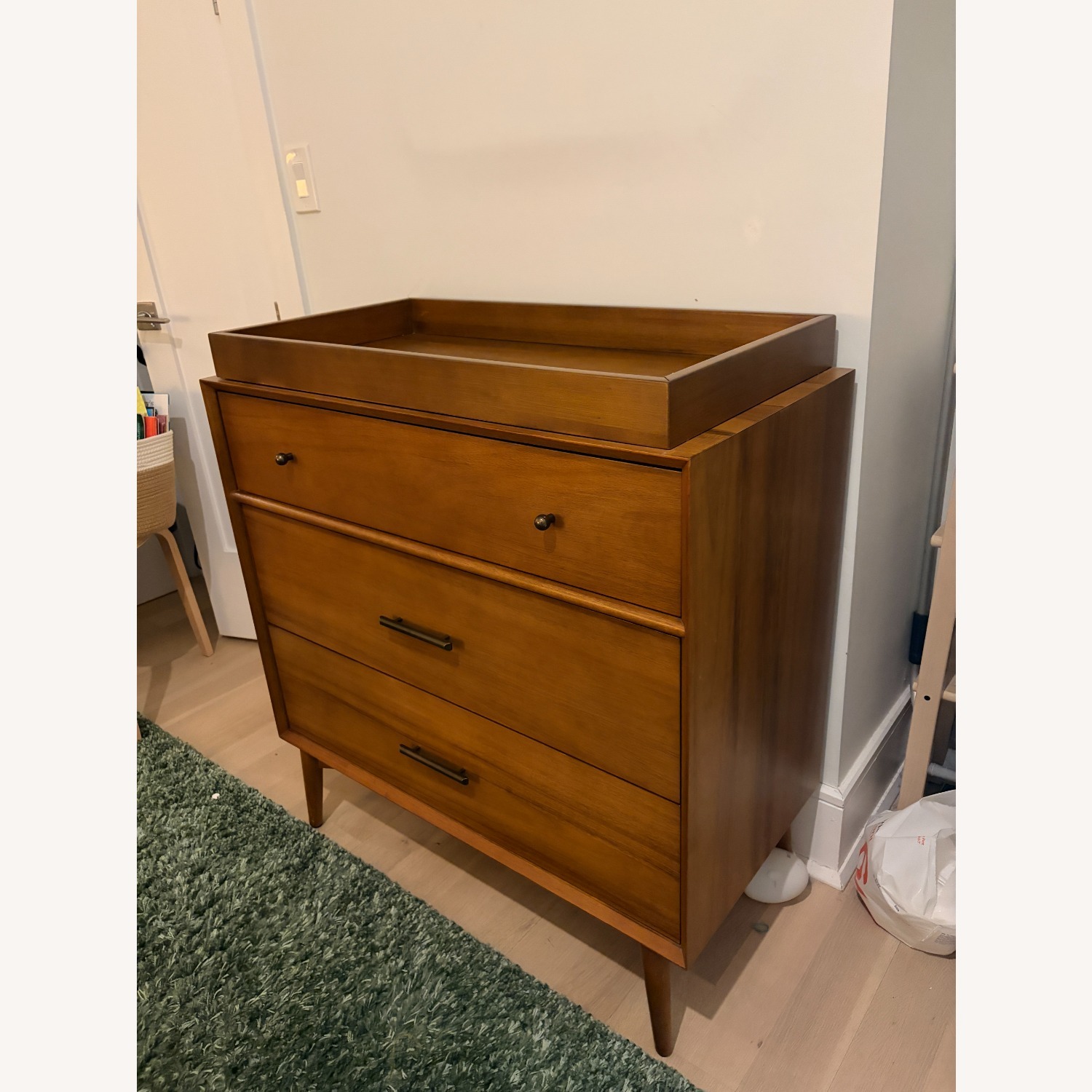 West Elm Mid-Century 3-Drawer Narrow Dresser with Changing Table Topper - image-4