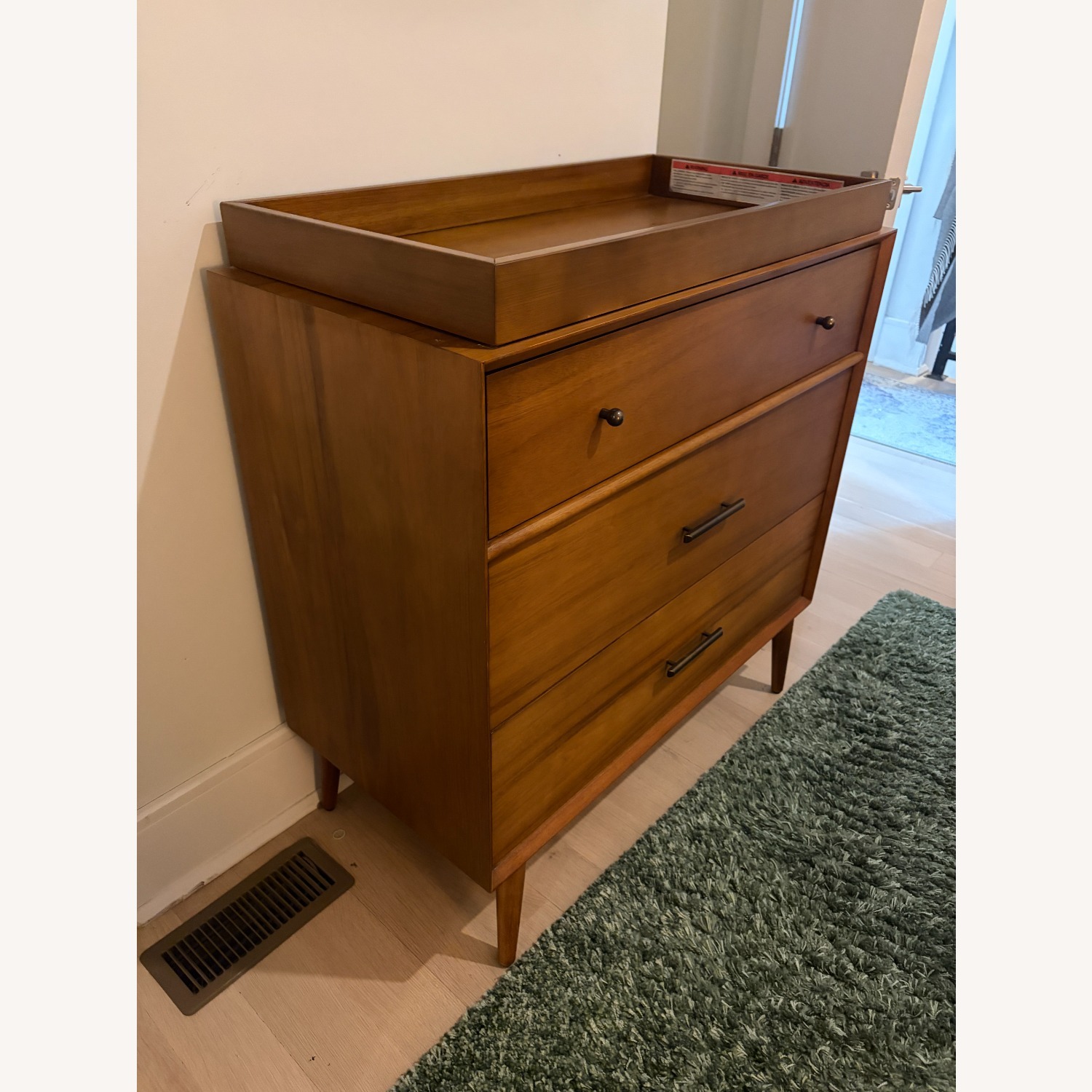 West Elm Mid-Century 3-Drawer Narrow Dresser with Changing Table Topper - image-3