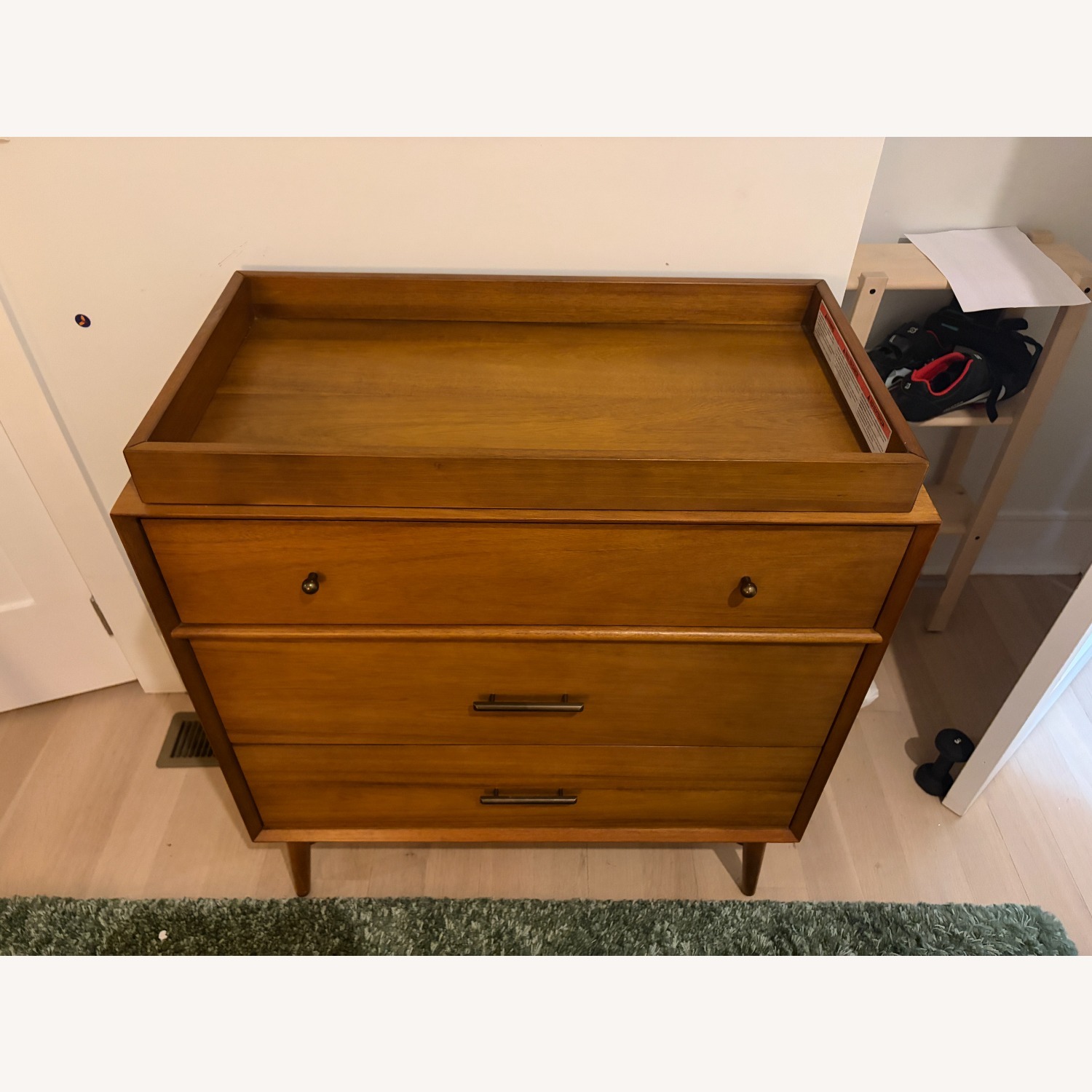West Elm Mid-Century 3-Drawer Narrow Dresser with Changing Table Topper - image-2