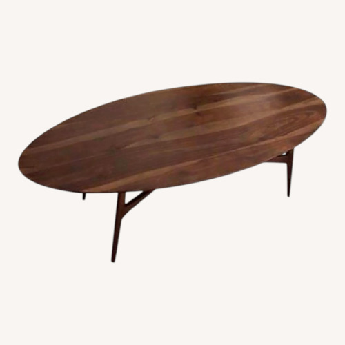 Used Crate & Barrel Bel-Air Dark Brown Wood Coffee Table for sale on AptDeco
