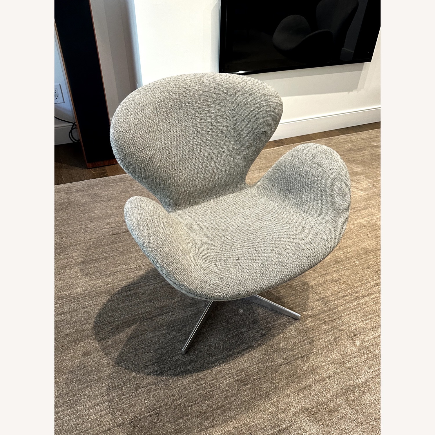 Arne Jacobsen Light Gray Fabric Accent Chairs - image-3