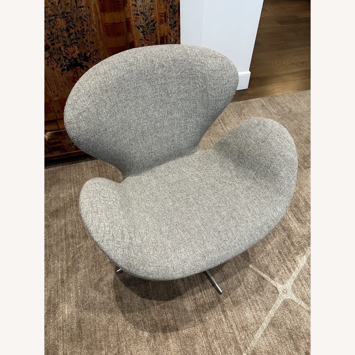 Arne Jacobsen Light Gray Fabric Accent Chairs - image-2