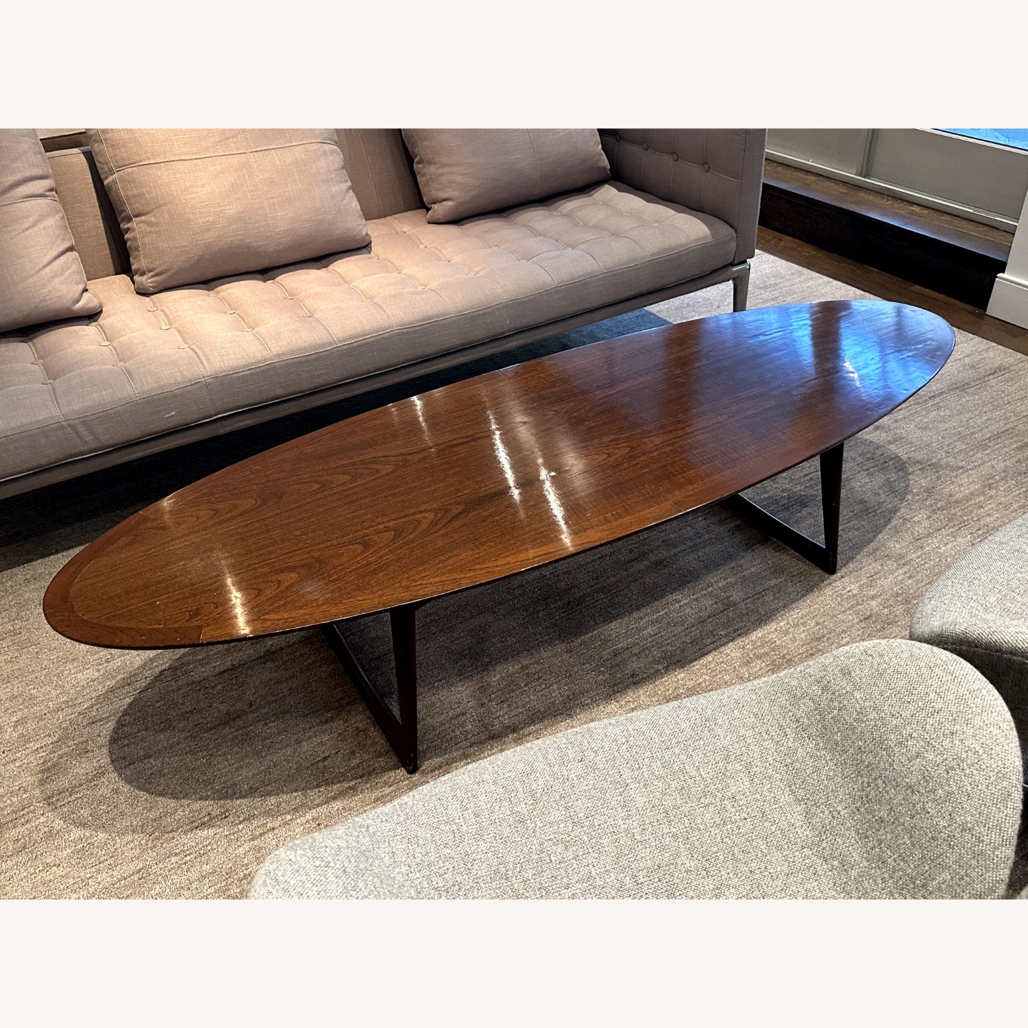 1950s Danish Modern Moreddi Walnut Surfboard Coffee Table - image-2